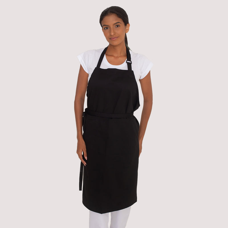 Avental Transpassado com Bolso Preto Brim