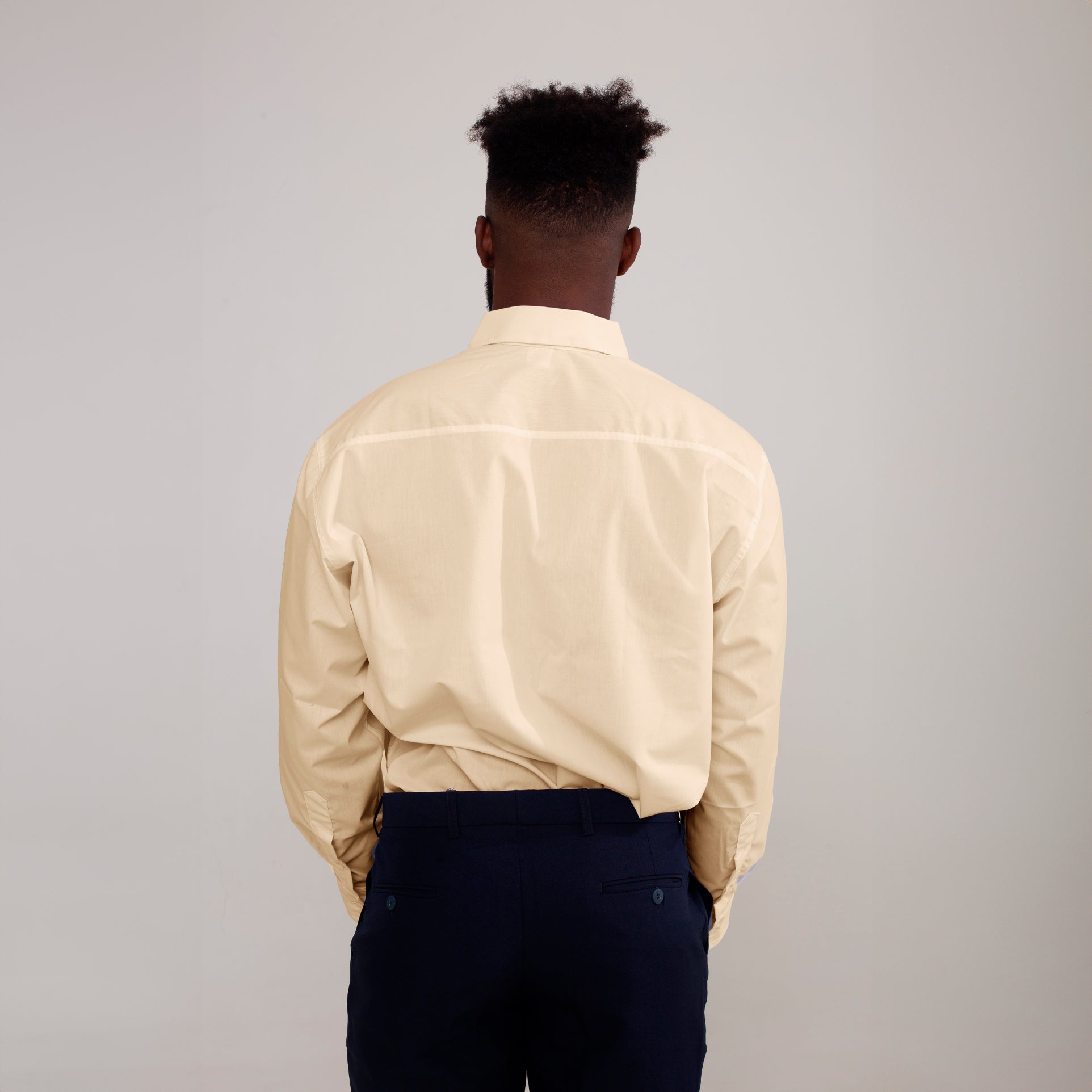 Camisa Social Algodão Manga Longa Masculina Areia