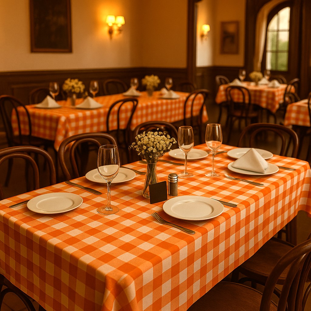 Toalha de Mesa Xadrez 2,20x1,50 Laranja Retangular