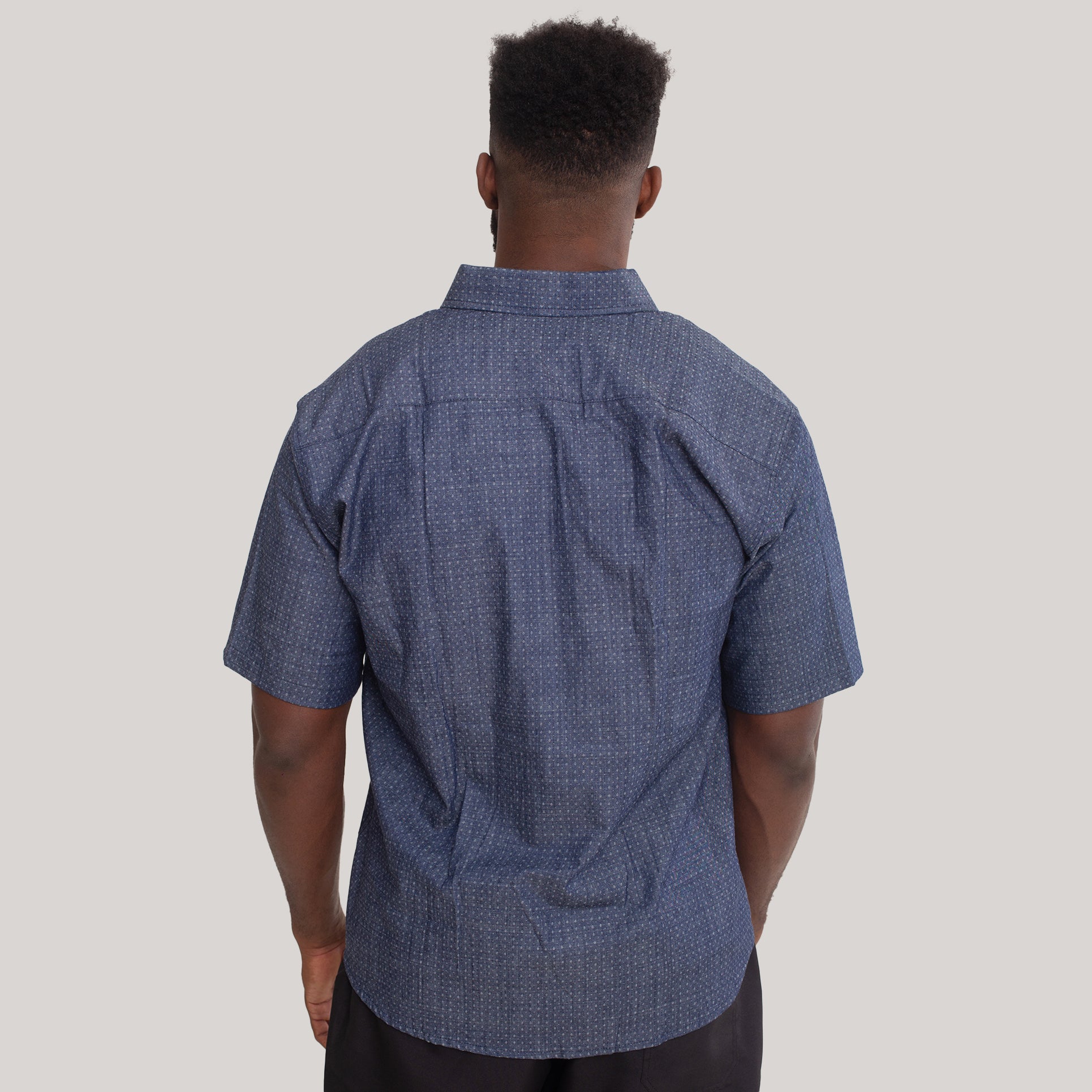 Camisa Social Jeans Manga Curta Masculina