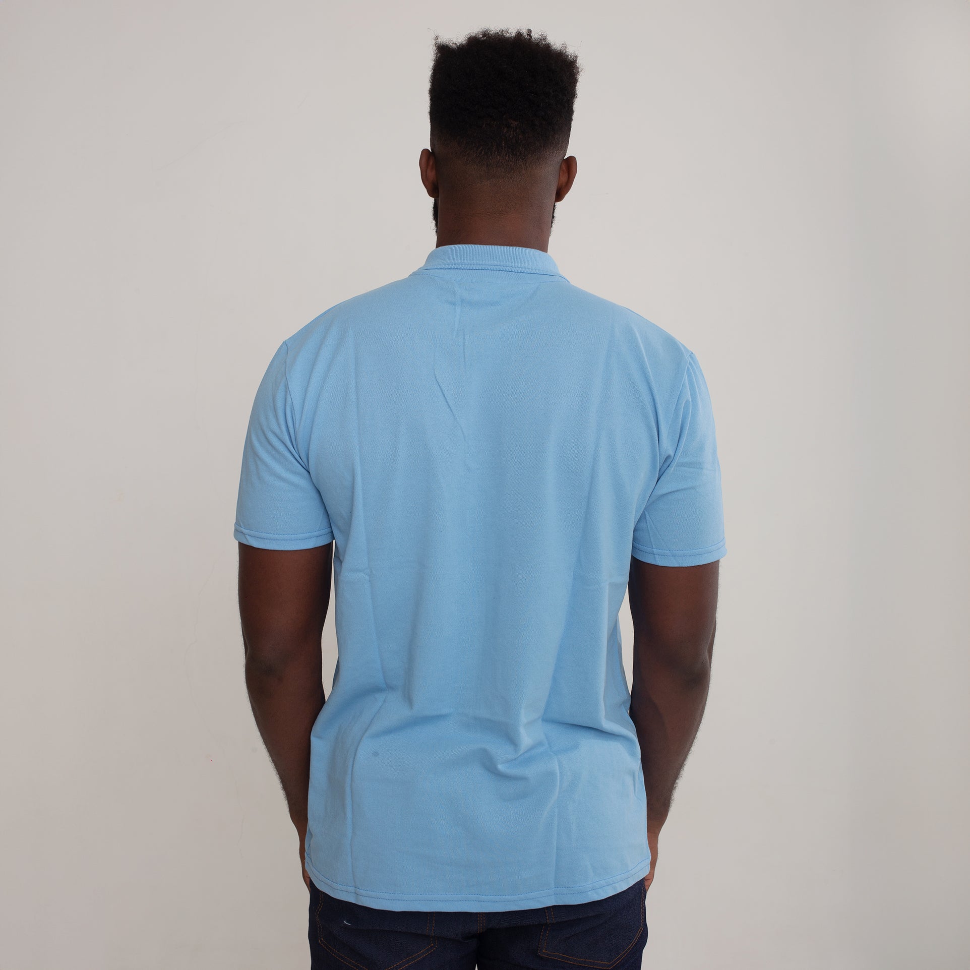 Camisa Polo Piquet Algodão Azul Claro