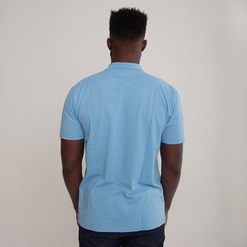 Camisa Polo Piquet Algodão Azul Claro