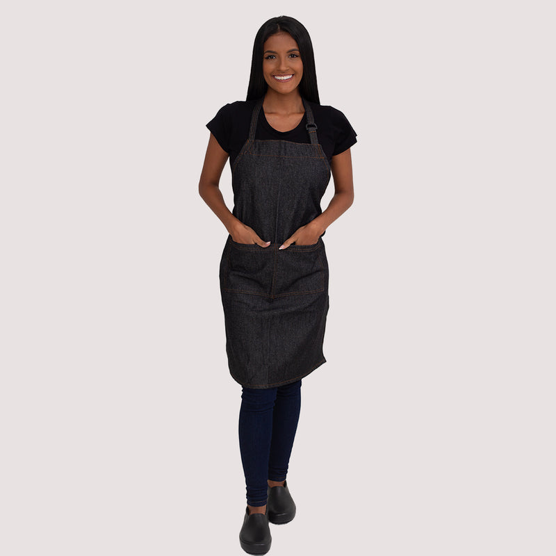 Avental Jeans Black Com Bolso