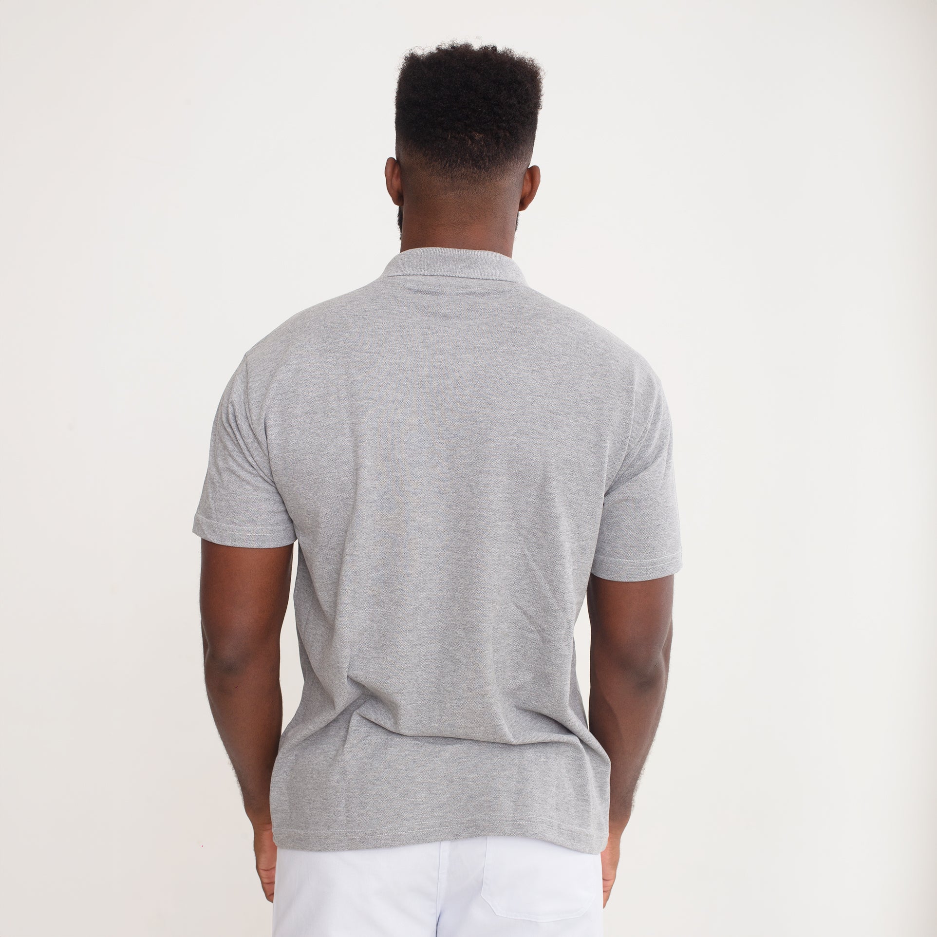 Camisa Polo Piquet Algodão Cinza