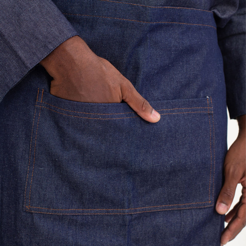 Avental Jeans de Cintura com Bolso