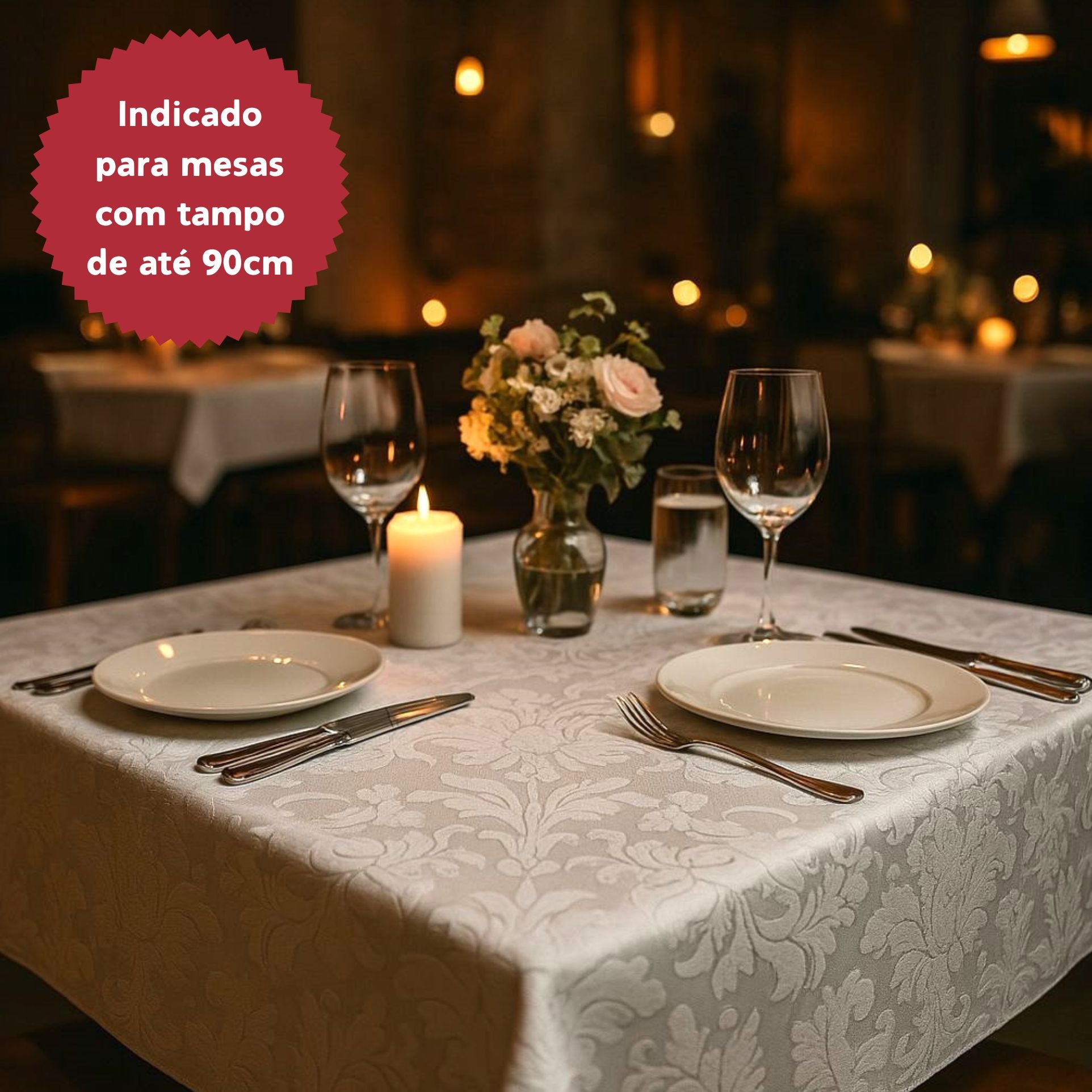 Toalha de Mesa Jacquard Branca 1,50x1,50 Quadrada