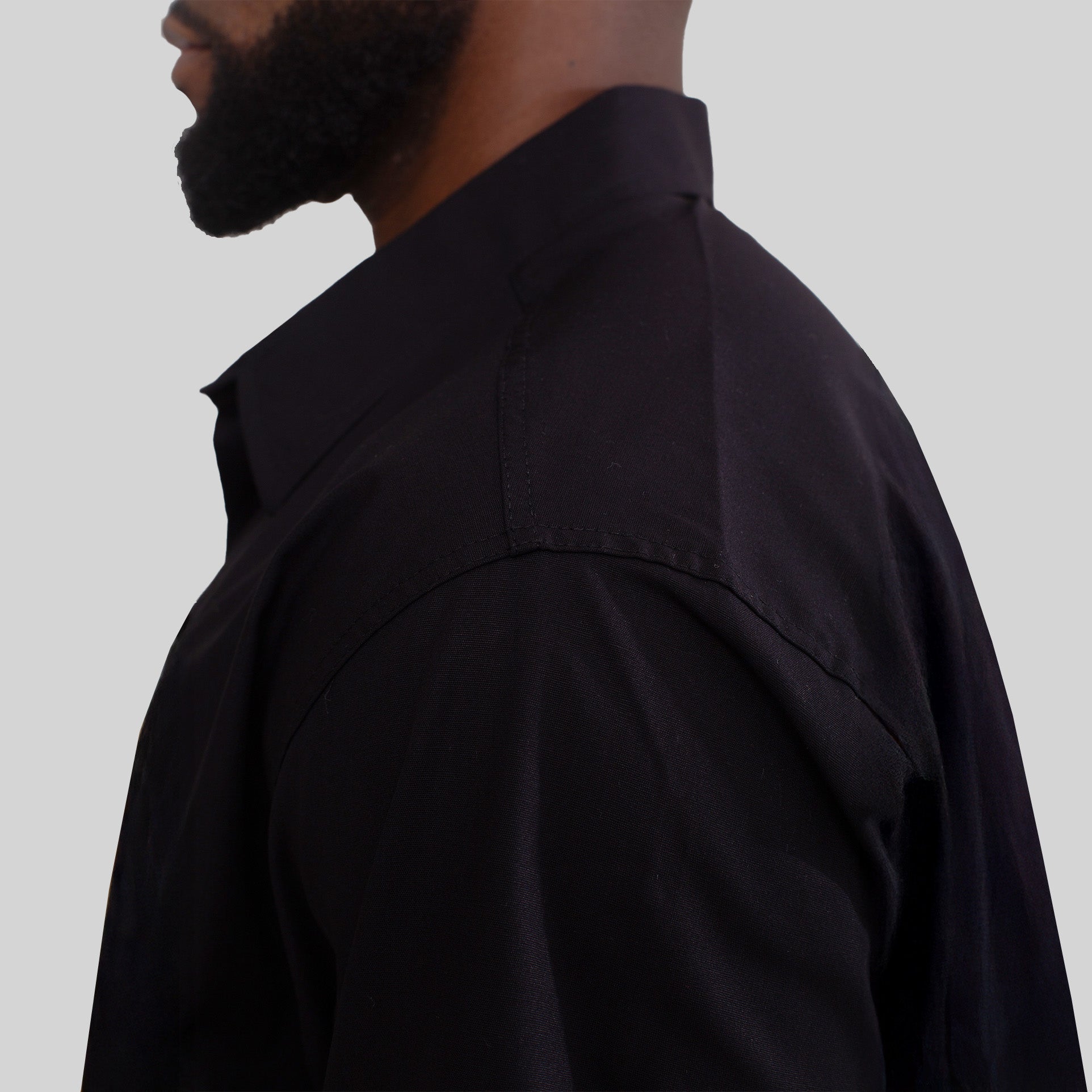 Camisa Social Preta Algodão Manga Curta Masculina