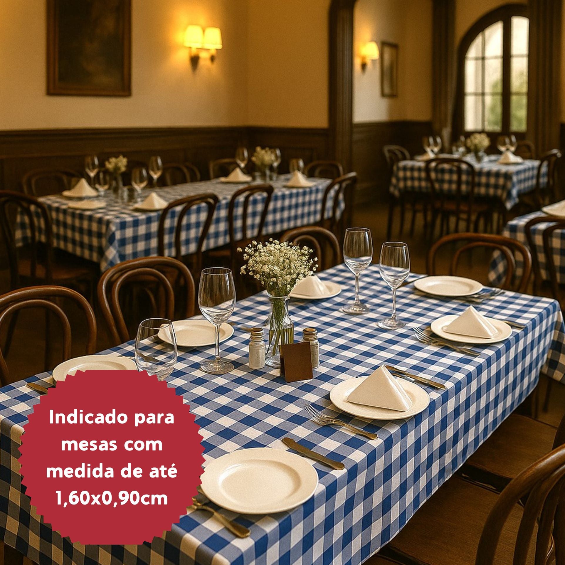 Toalha de Mesa Xadrez 2,20x1,50 Azul Retangular