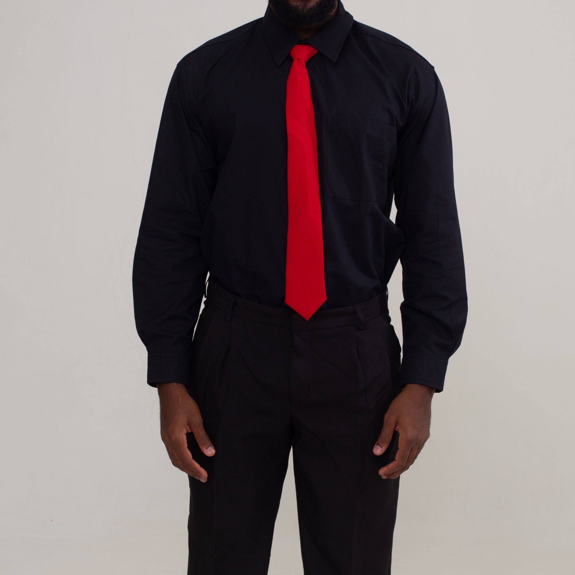 Camisa Social Algodão Manga Longa Masculina Preta