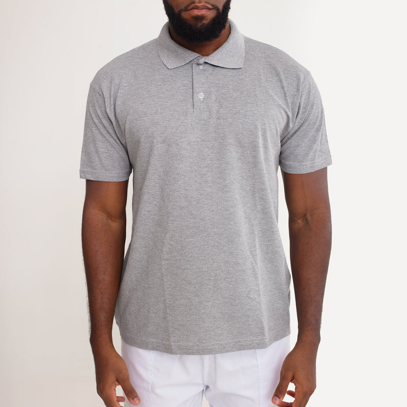 Camisa Polo Piquet Algodão Cinza