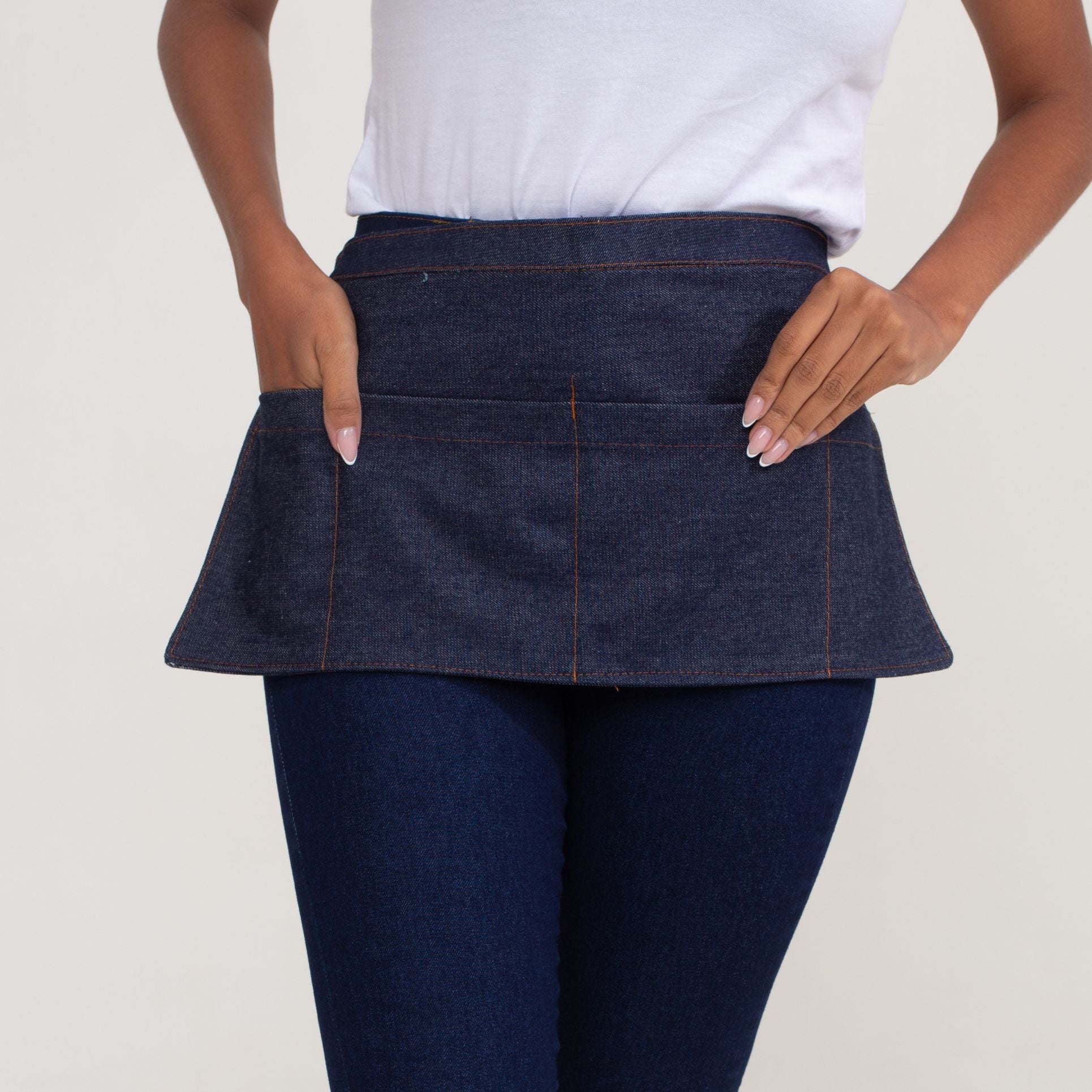 Avental Pochete Jeans Com Bolso