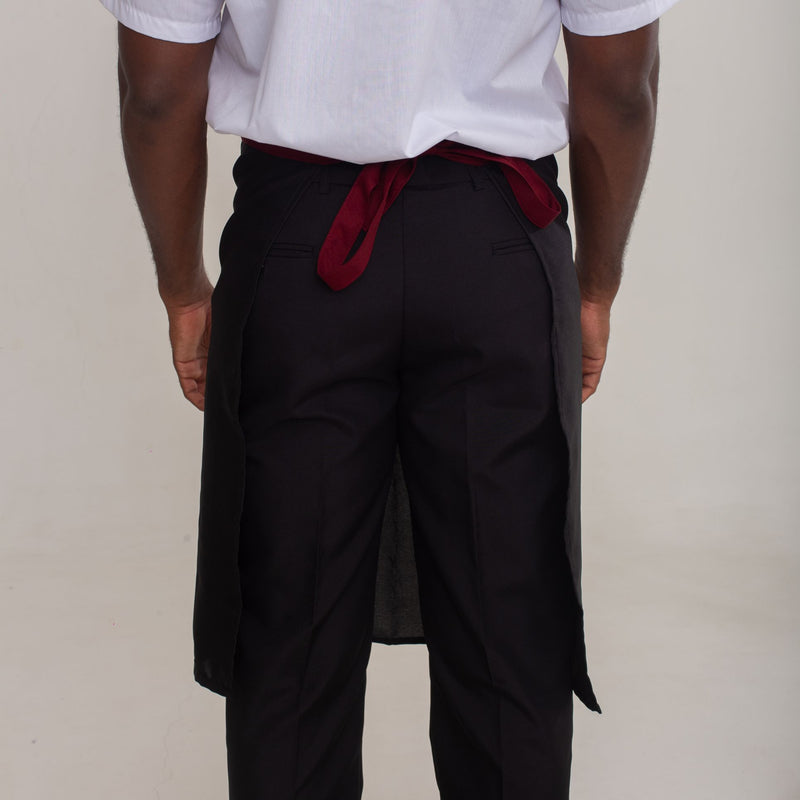 KIT 10 Aventais Preto de Cintura com Bolso e Tira Vinho Oxford