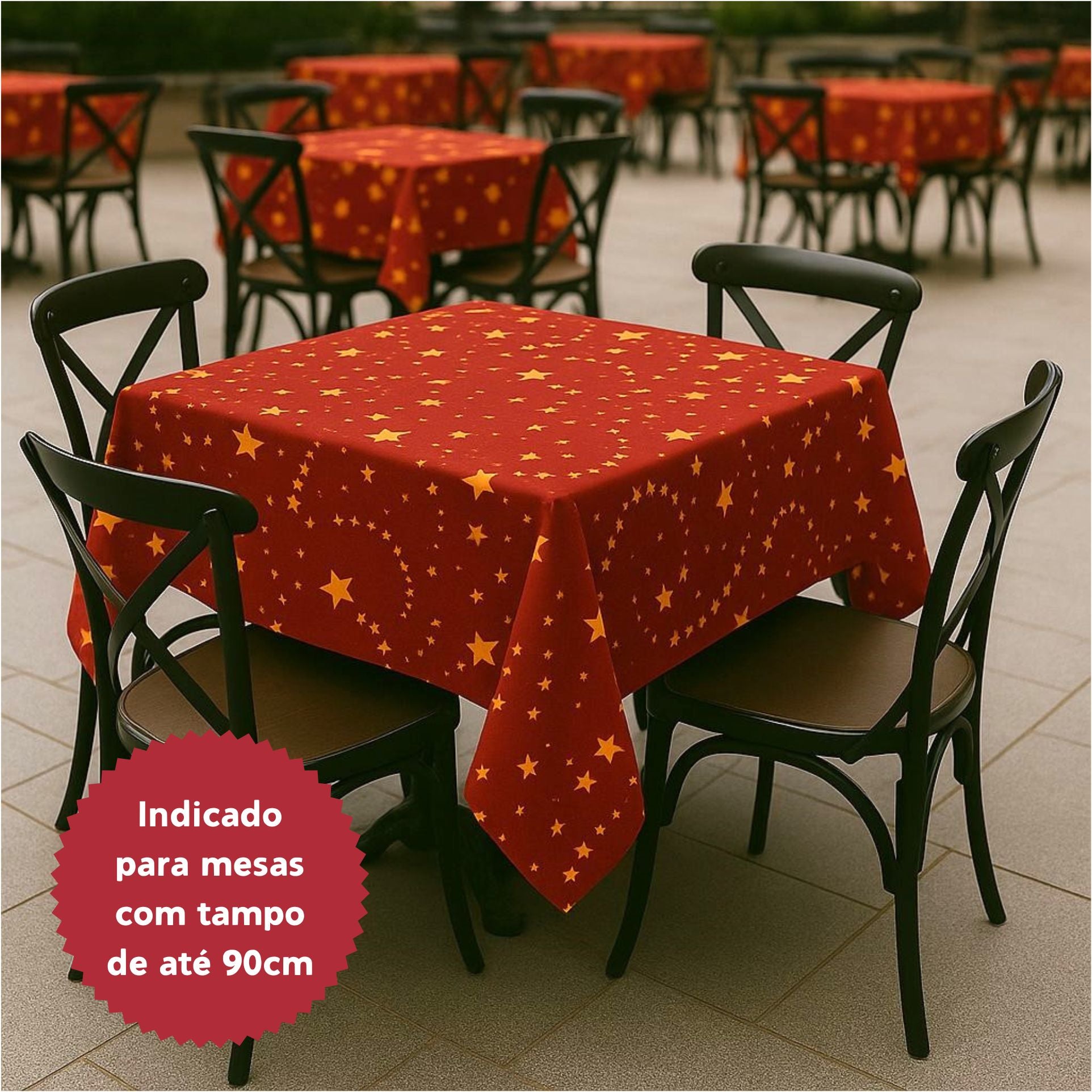 Toalha de Mesa Natalina Vermelha 1,50x1,50 Quadrada