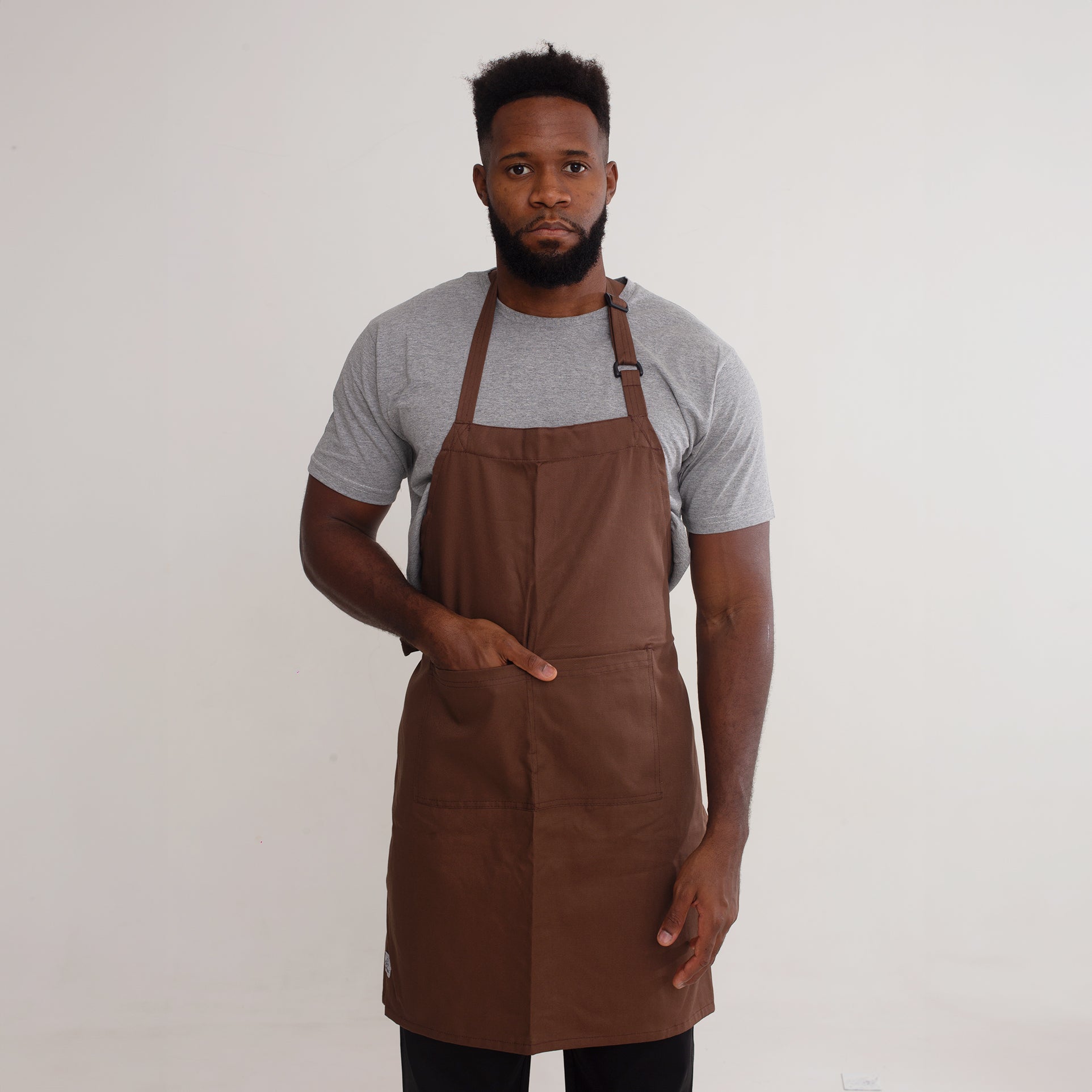 Avental para Garçom Marrom Com Bolso Oxford