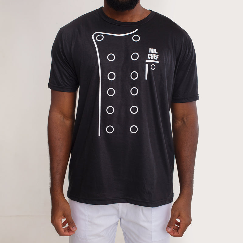 Camisa de Malha 100% Algodão Preta Mr Chef
