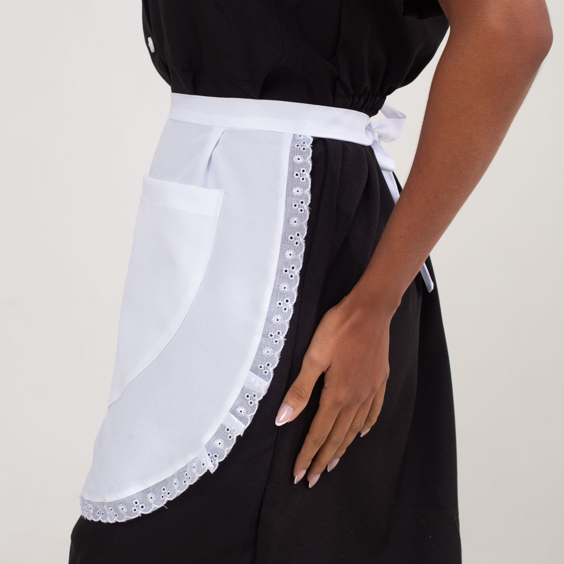 Avental Branco de Camareira Com Renda Oxford