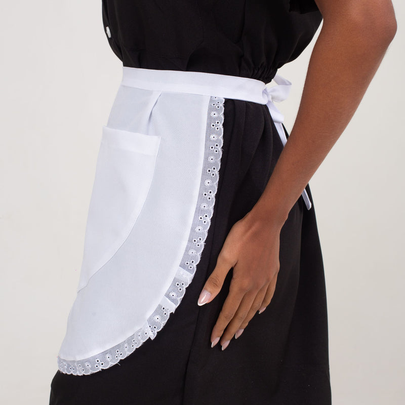 Avental Branco de Camareira Com Renda Oxford