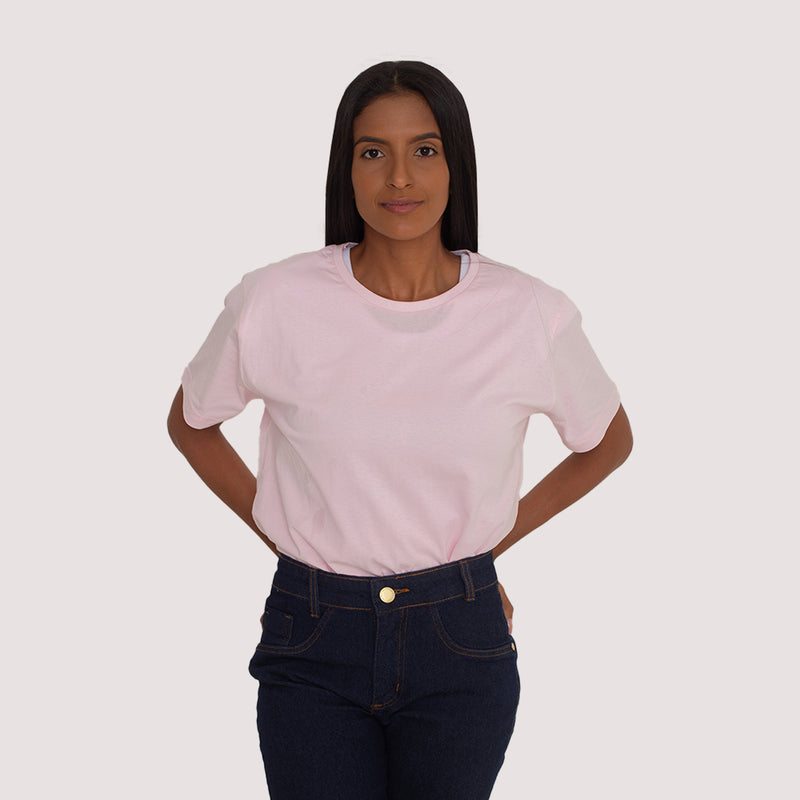 Camisa Rosa de Malha 100% Algodão