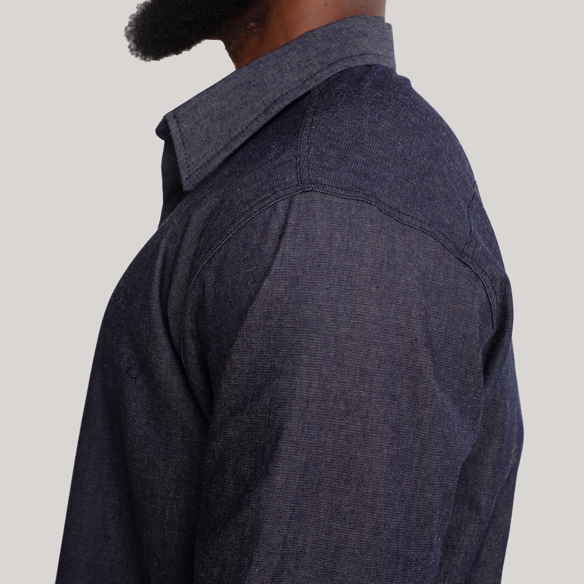 Camisa Social Jeans Manga Longa