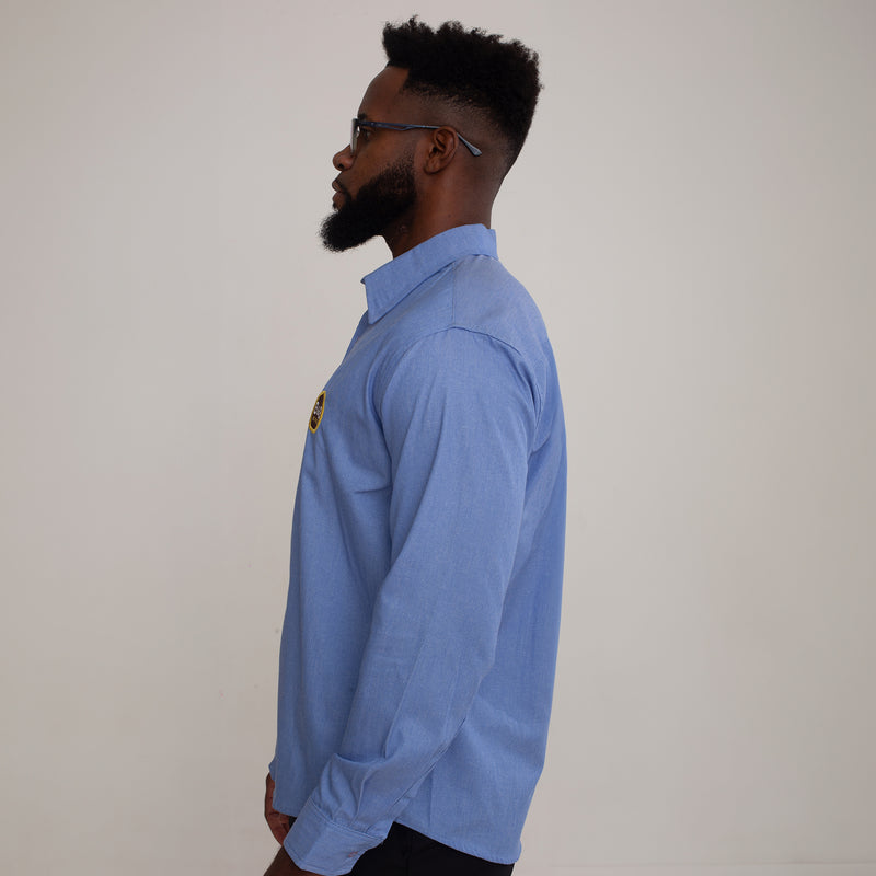 Camisa Social Azul Claro Unioffice Manga longa Masculina