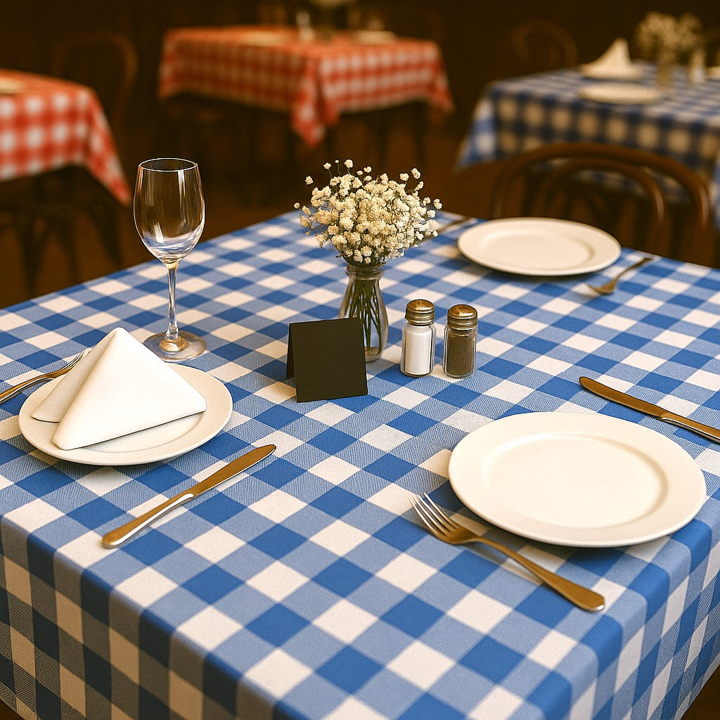 Toalha de Mesa Xadrez 2,20x1,50 Azul Retangular