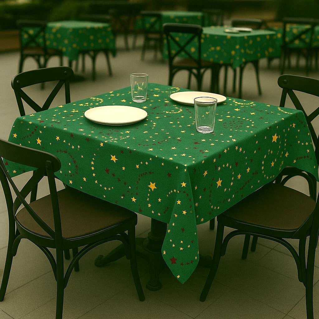 Toalha de Mesa Natalina Verde 1,50x1,50 Quadrada