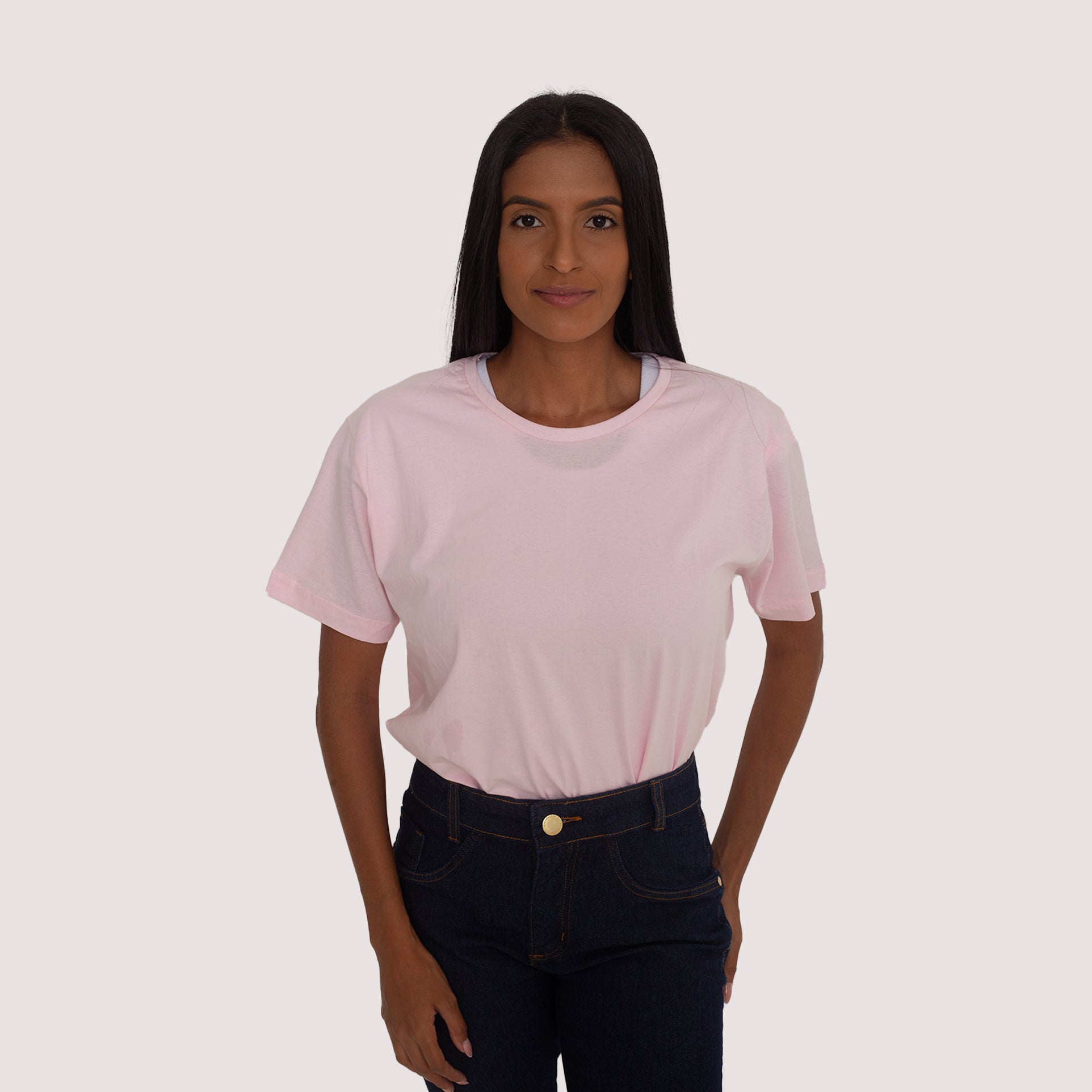 Camisa Rosa de Malha 100% Algodão