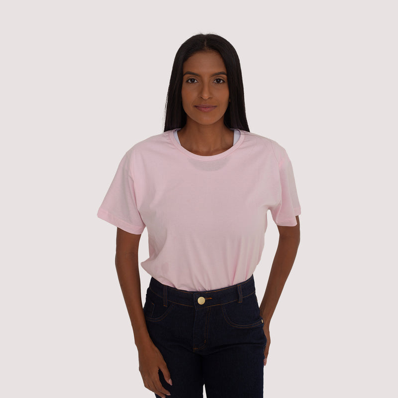 Camisa Rosa de Malha 100% Algodão