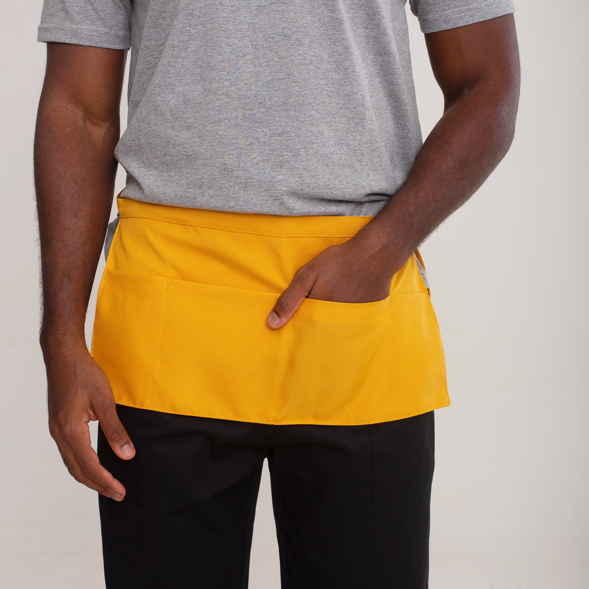 Avental Pochete Amarelo Com Bolso Oxford