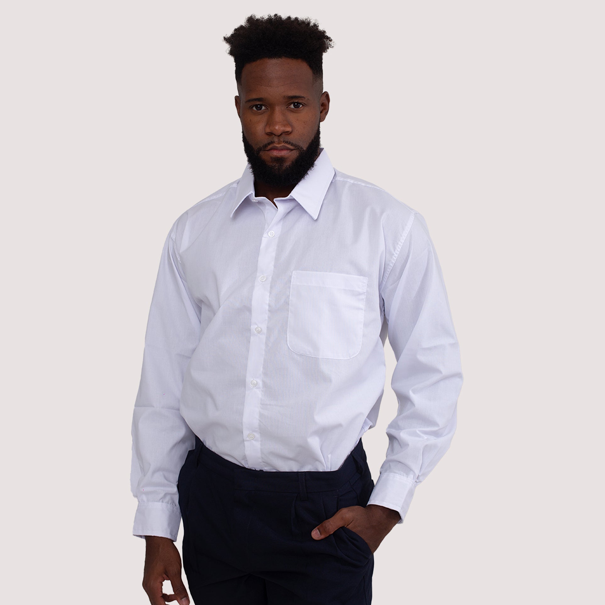 Camisa Social Algodão Manga Longa Masculina Branca