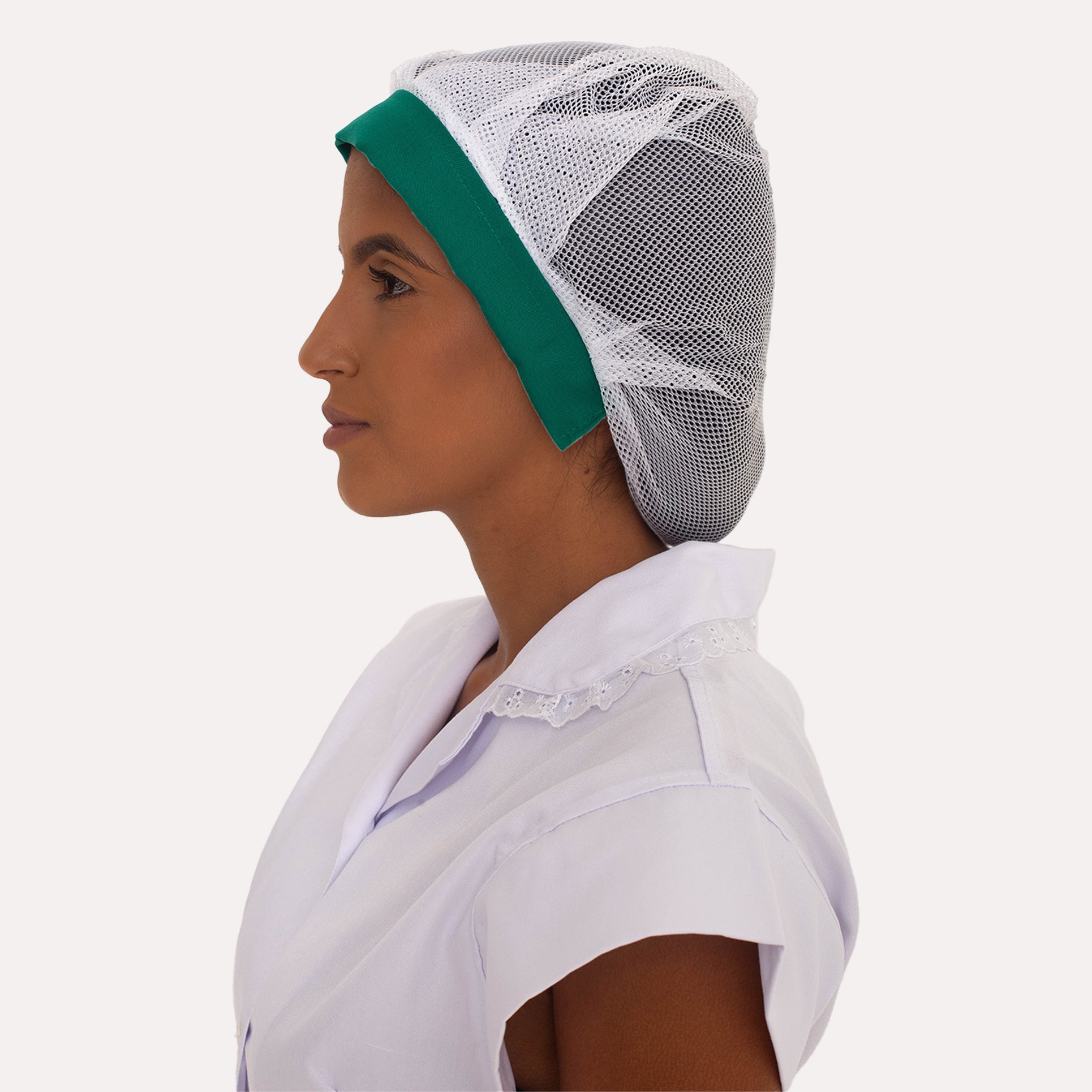 Touca de Renda Verde Bandeira com Pala