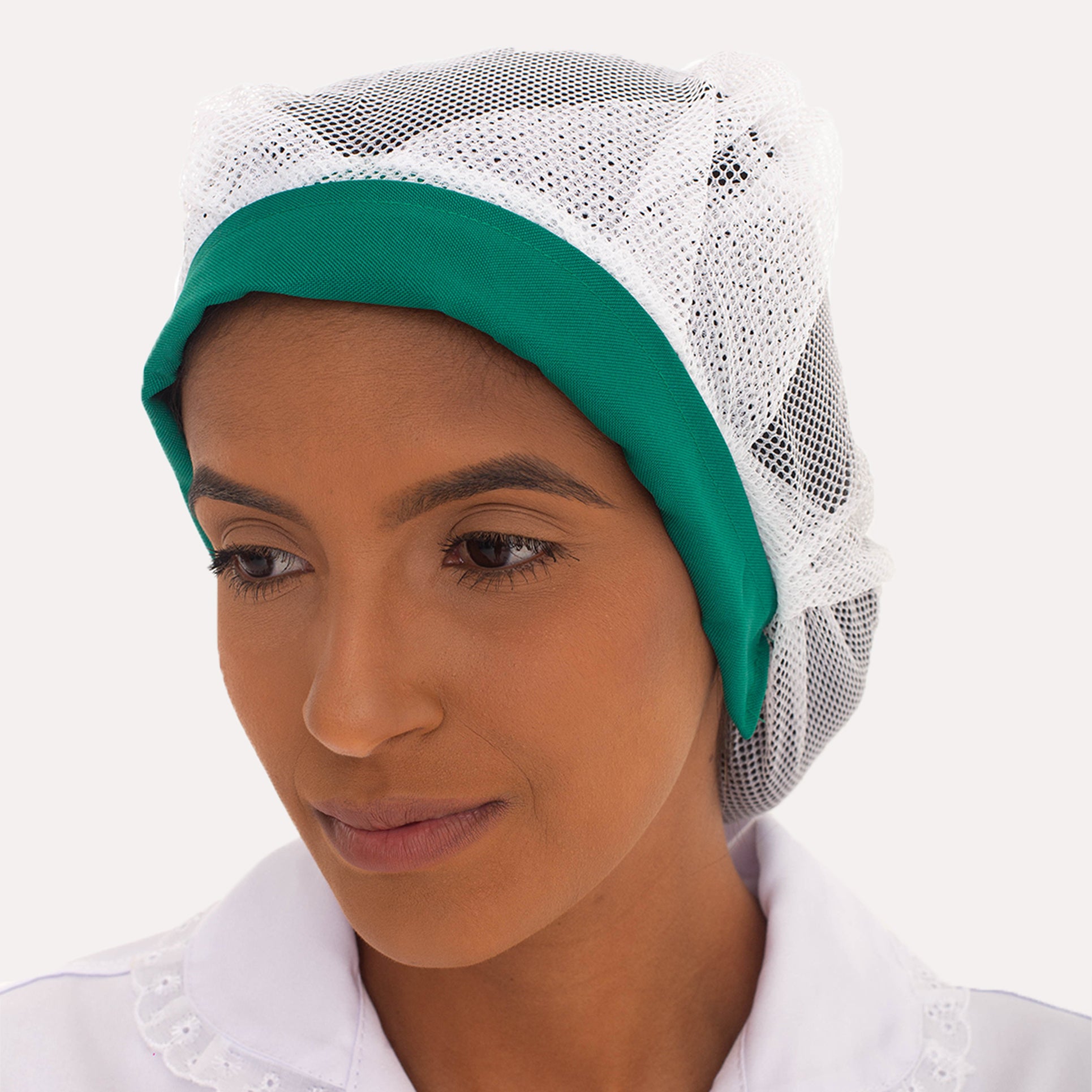 Touca de Renda Verde Bandeira com Pala