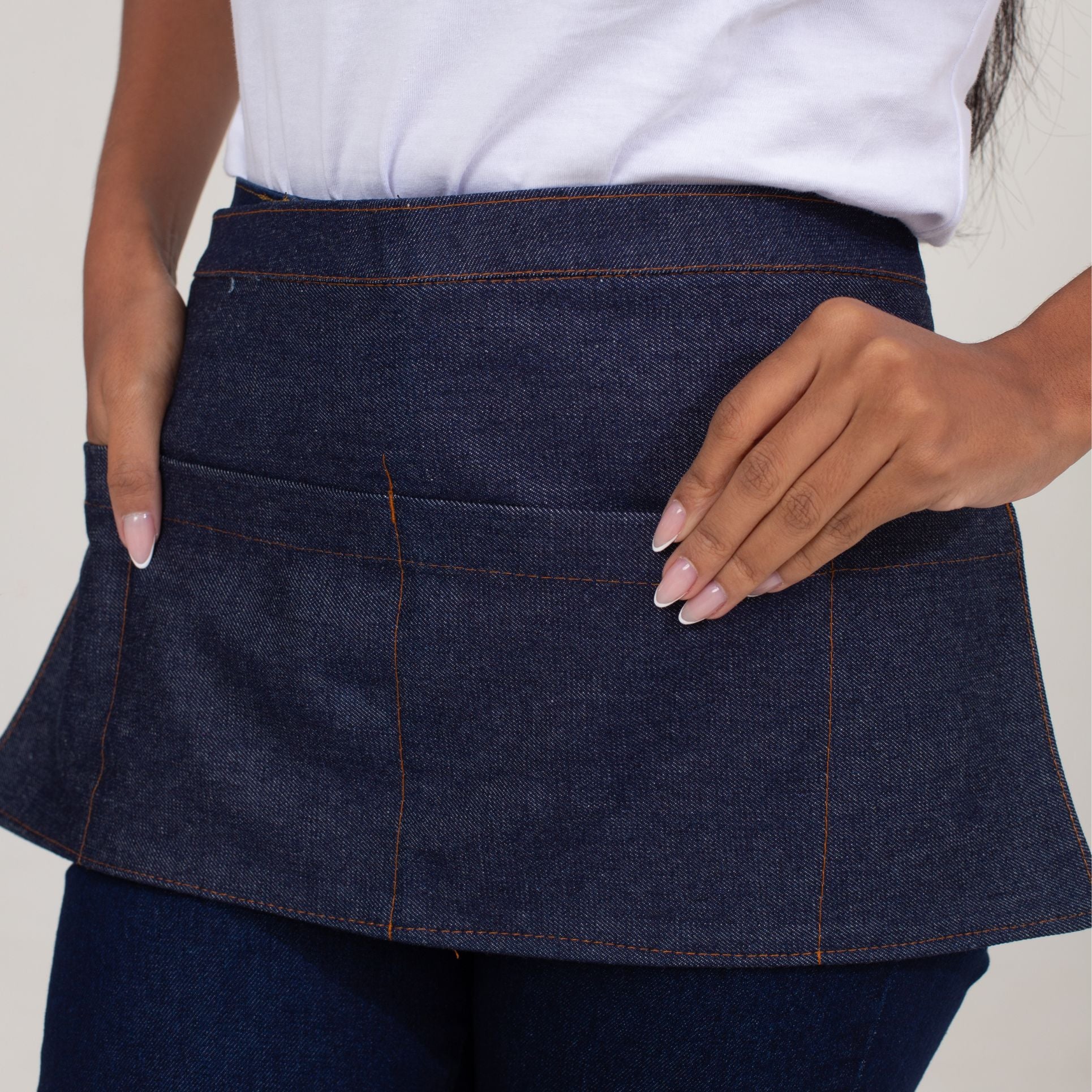 Avental Pochete Jeans Com Bolso