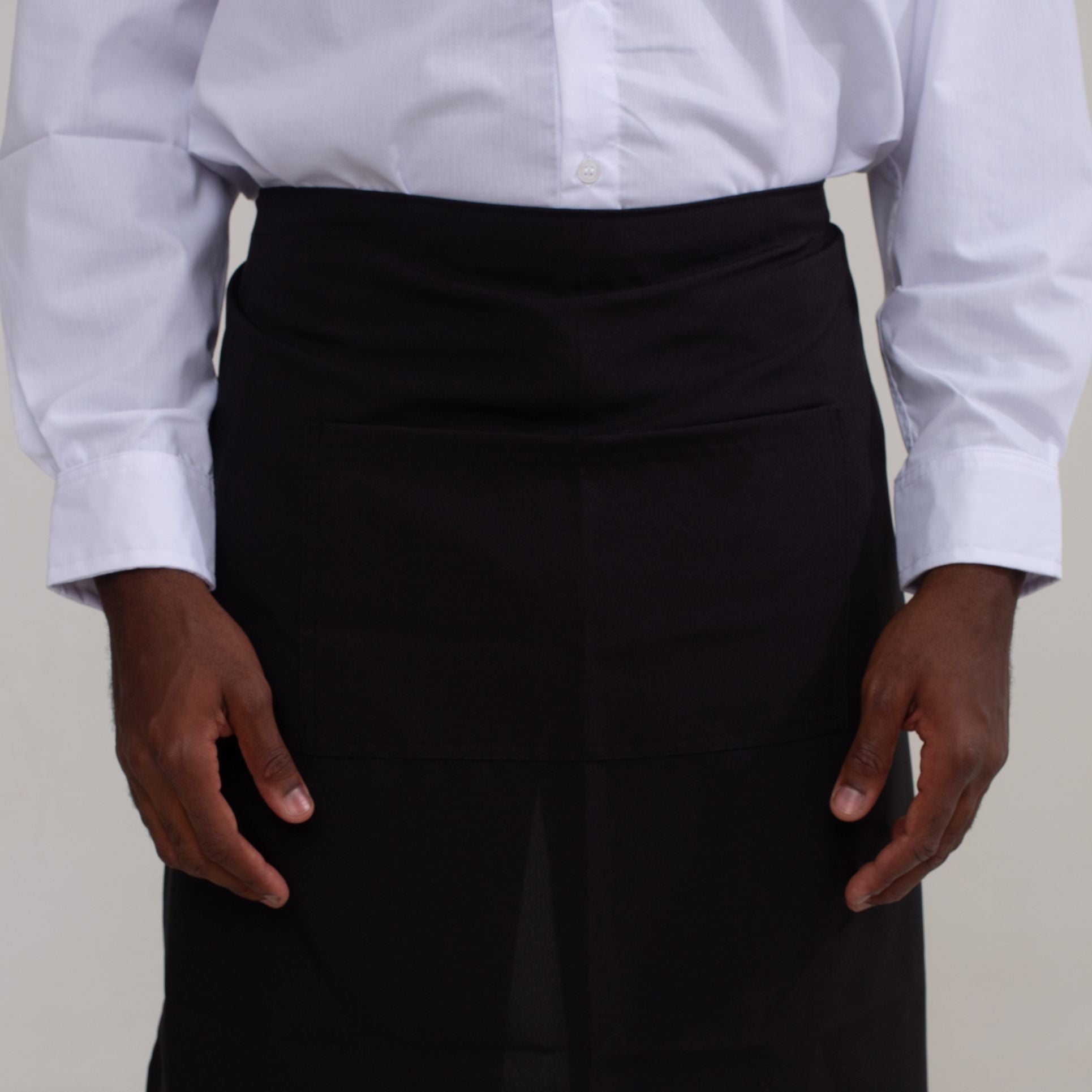 Avental Preto de Cintura com Bolso Oxford