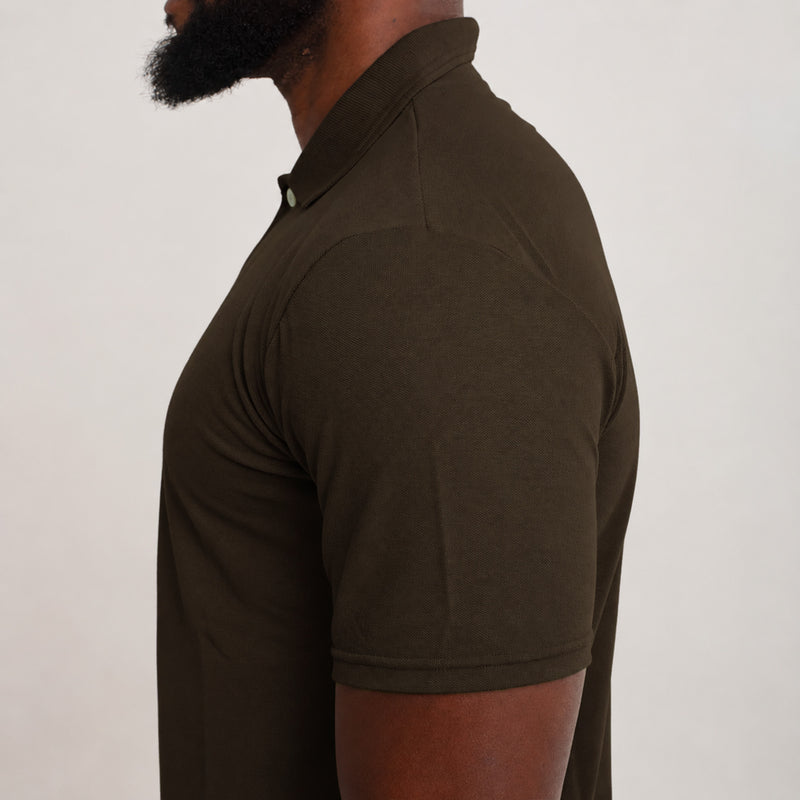 Camisa Polo Piquet Algodão Marrom