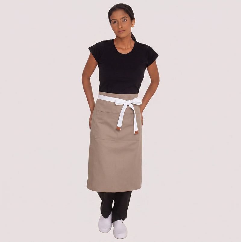 Kit 10 Aventais Areia de Cintura com Bolso e Tiras Off White