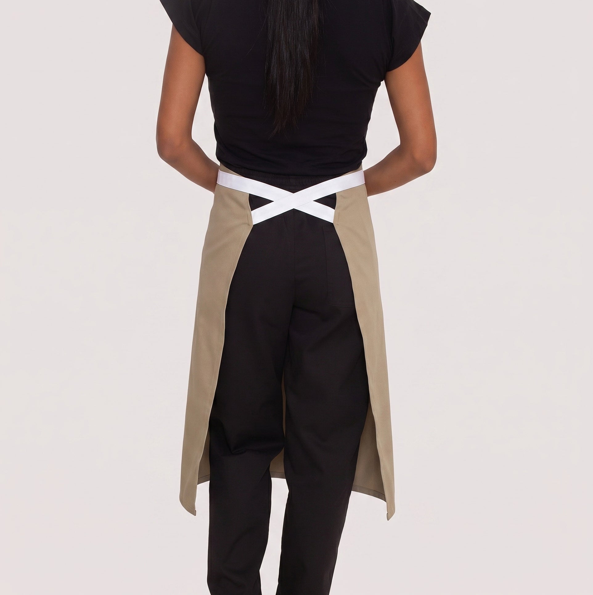 Kit 10 Aventais Areia de Cintura com Bolso e Tiras Off White