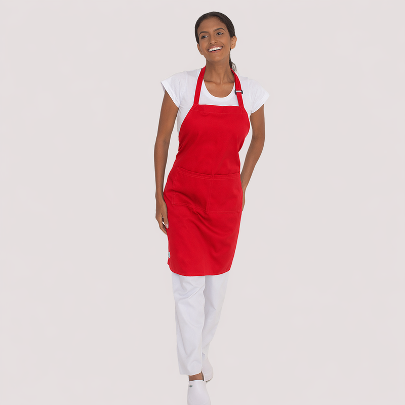 Avental Vermelho com bolso Brim