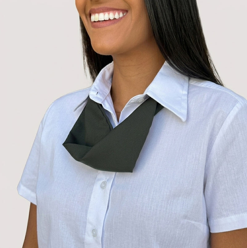 Camisa Social Branca Microfibra Manga Curta Feminina