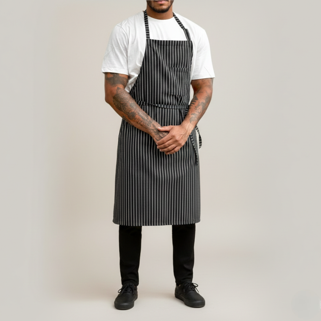 Avental Listrado Preto