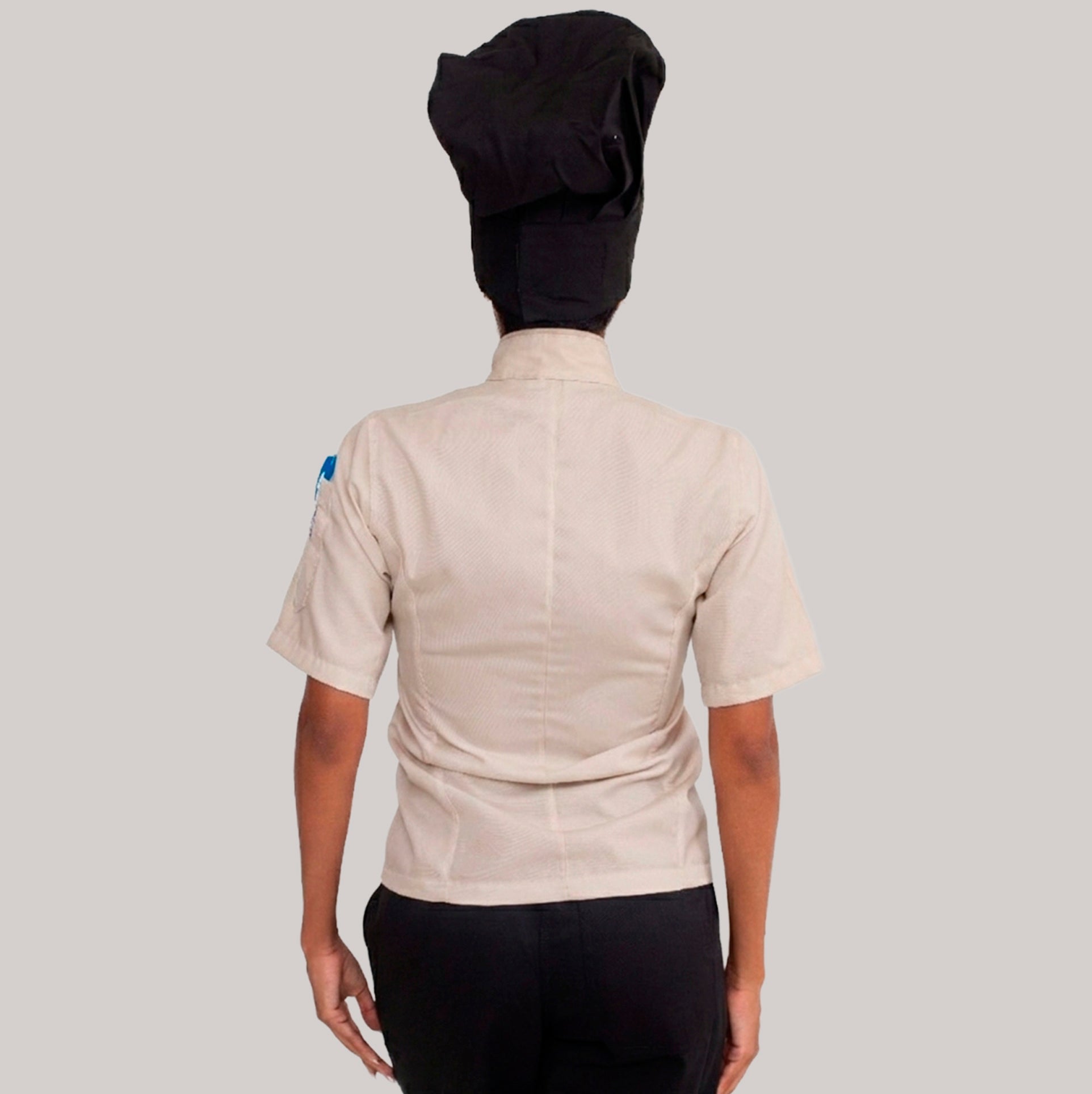 Dólmã Bege Manga Curta Feminina Brim