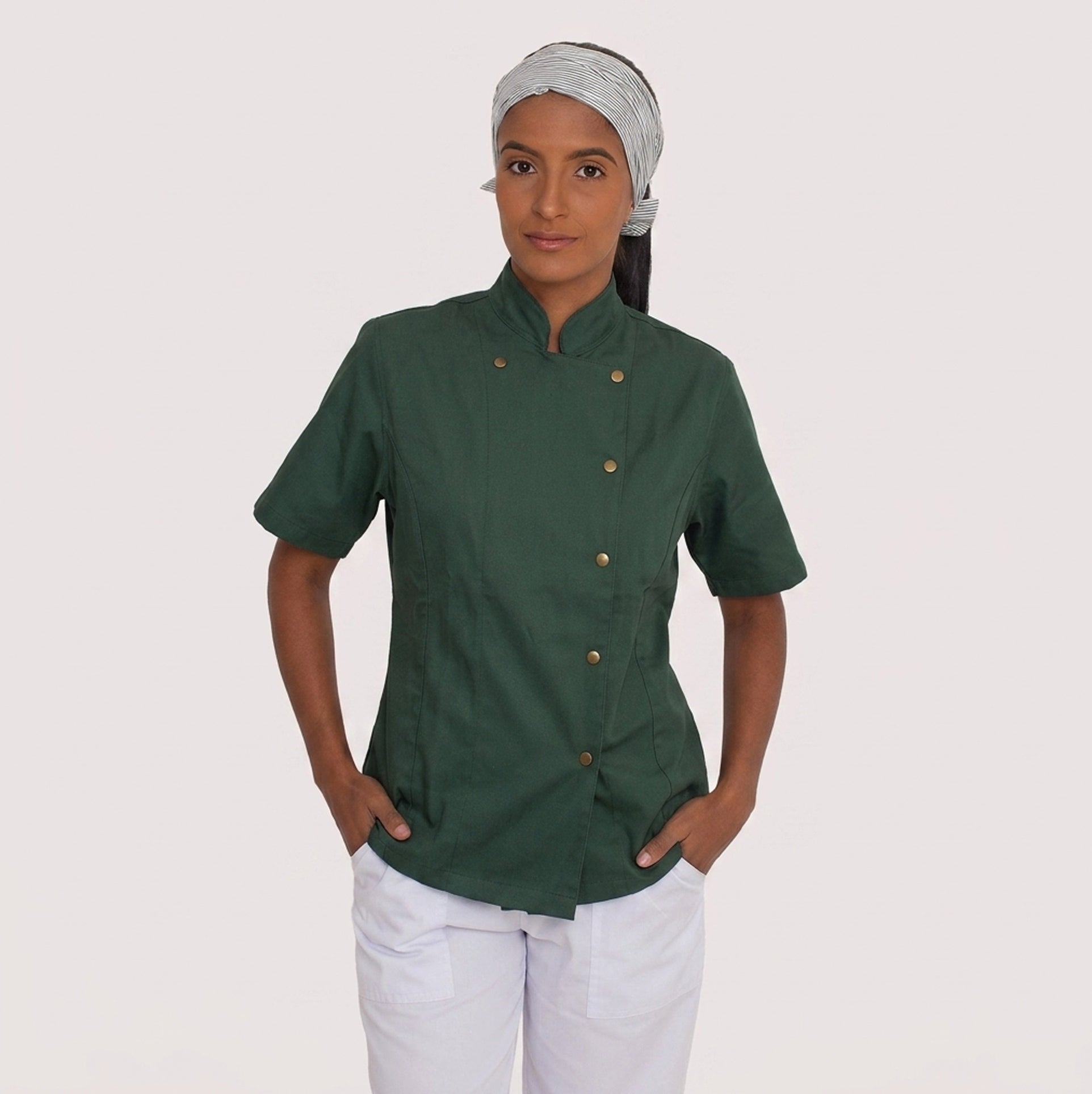 Dólmã Verde Musgo Manga Curta Feminina Brim