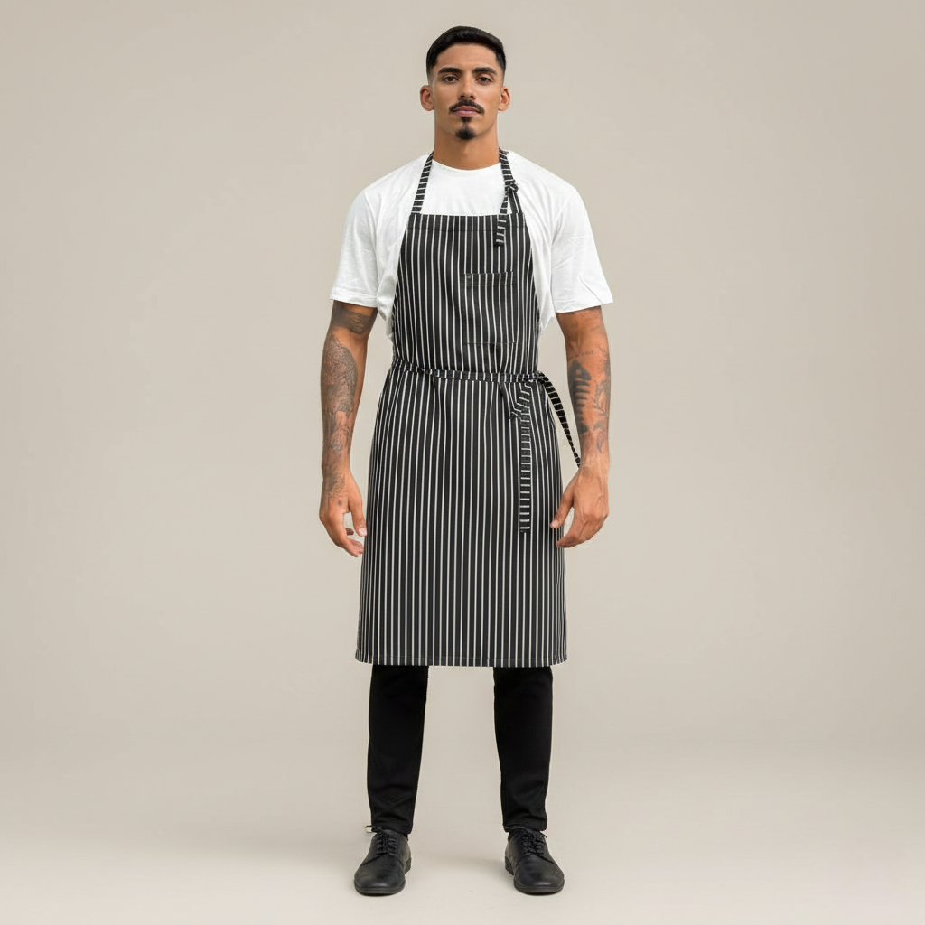 Avental Listrado Preto