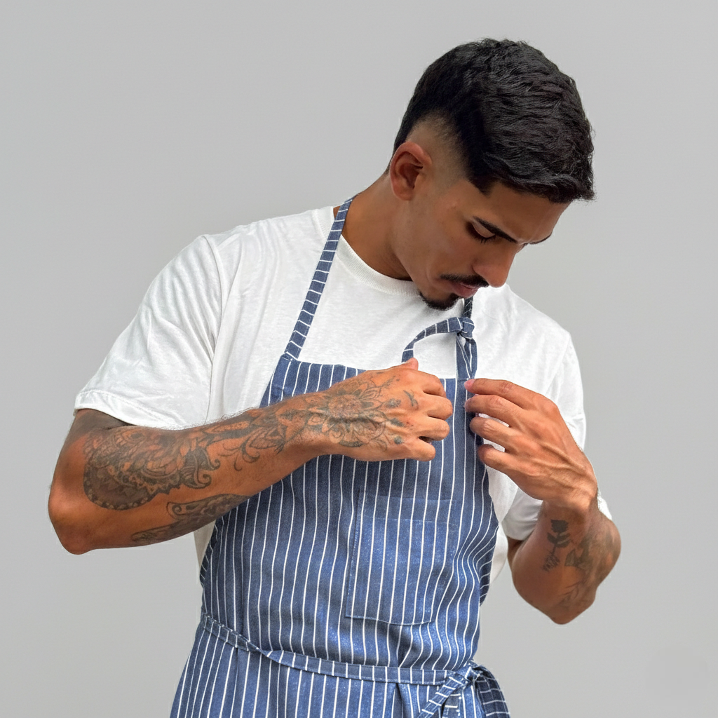 Avental Listrado Azul