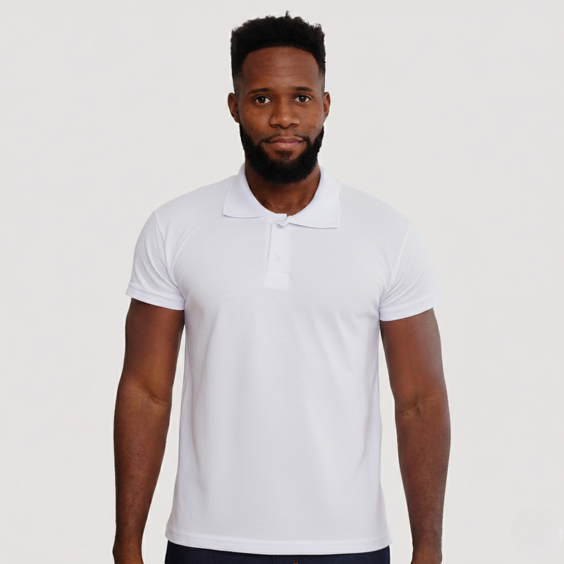 Camisa Polo Piquet Algodão Branco