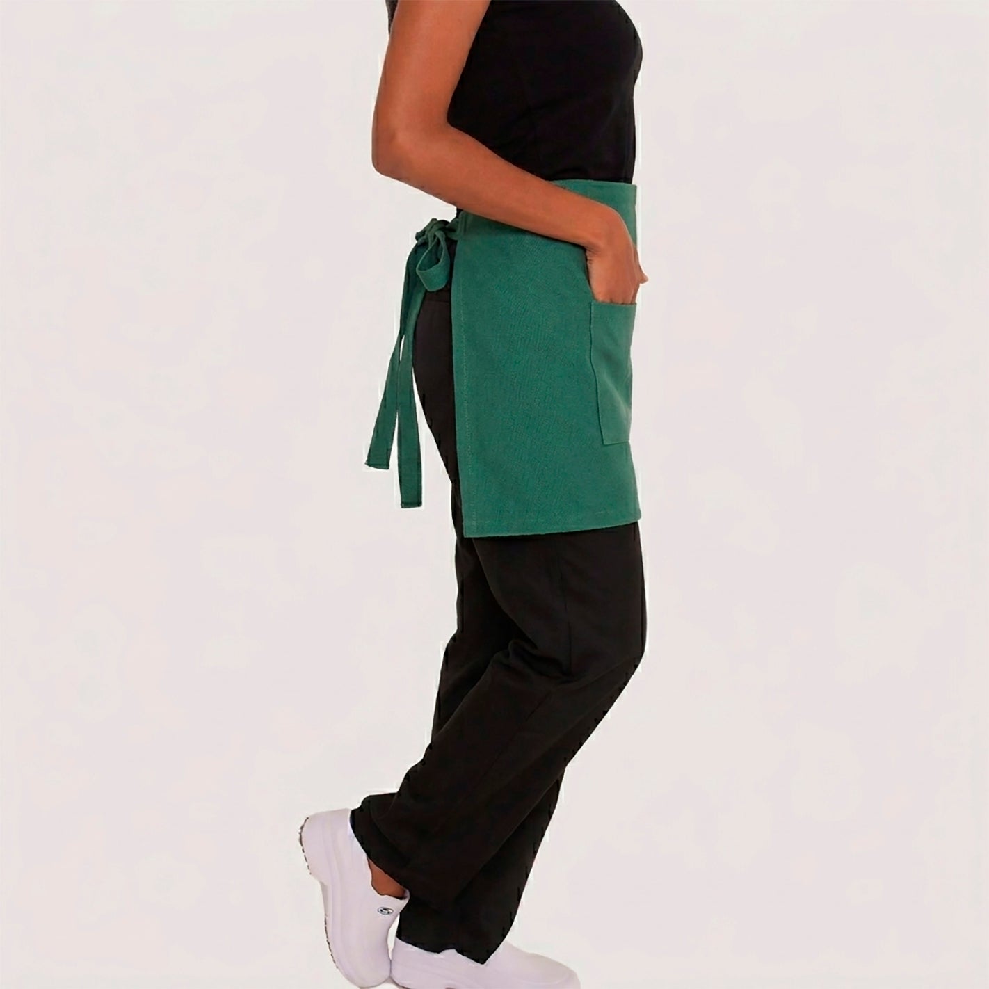 Avental Lona Verde Musgo de Cintura com Bolso