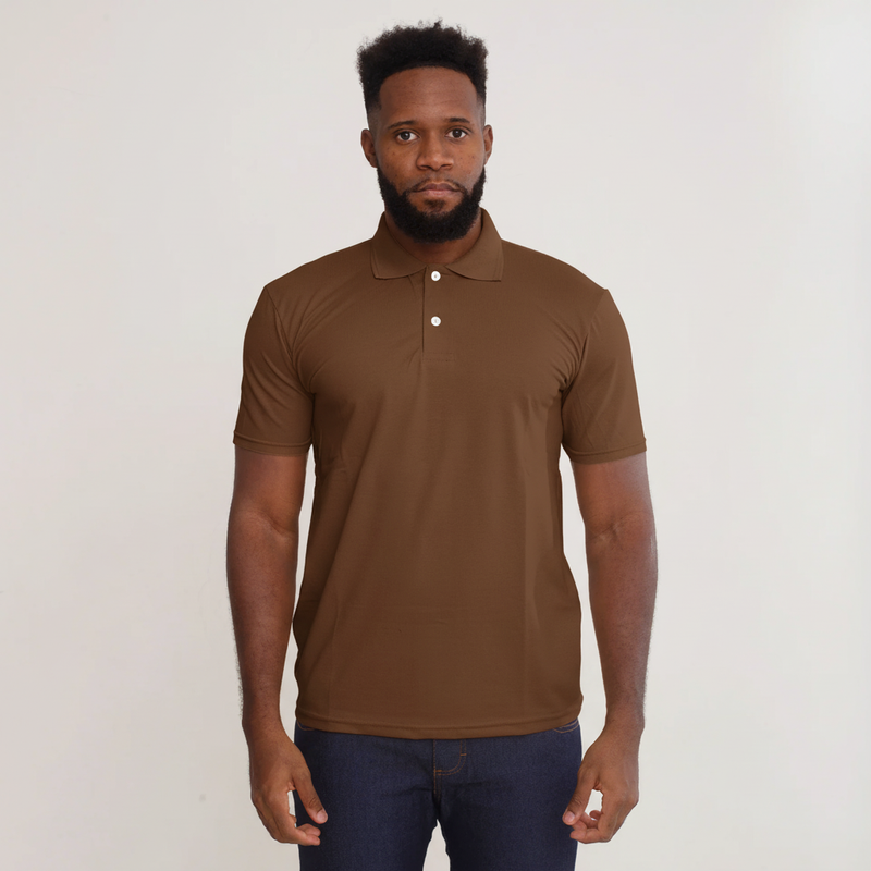 Camisa Polo Piquet Algodão Marrom