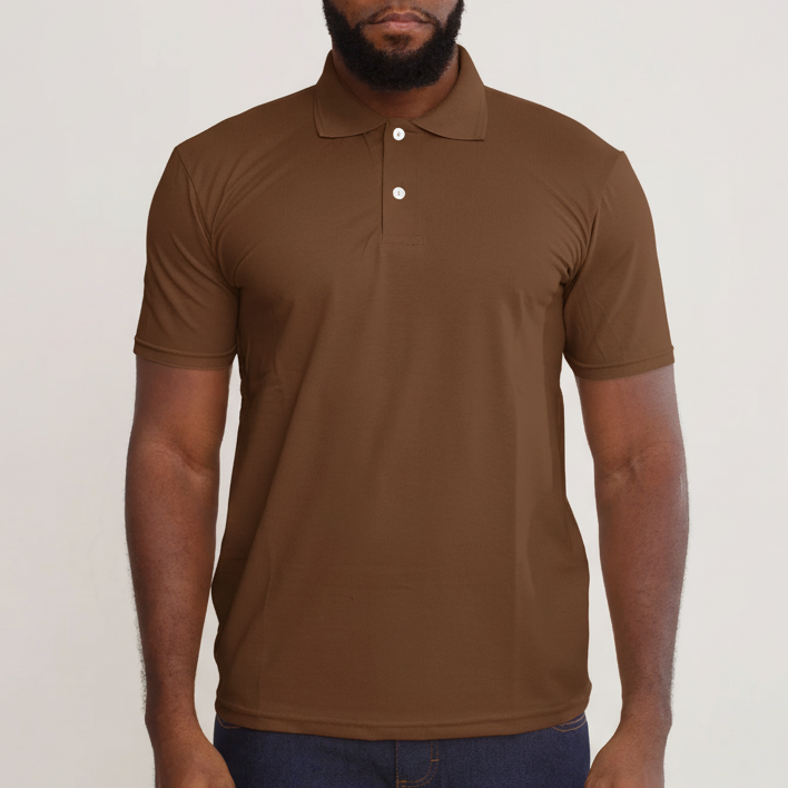 Camisa Polo Piquet Algodão Marrom