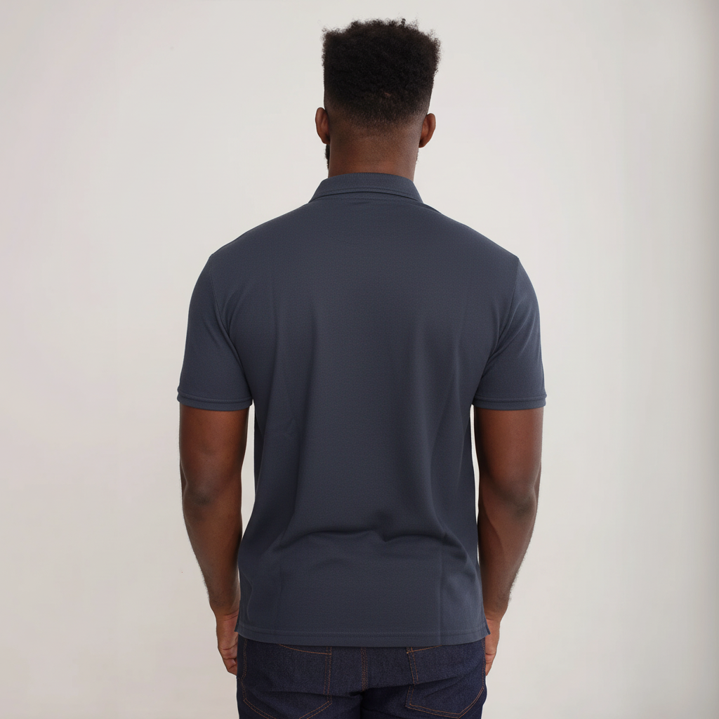 Camisa Polo Piquet Algodão Cinza Chumbo