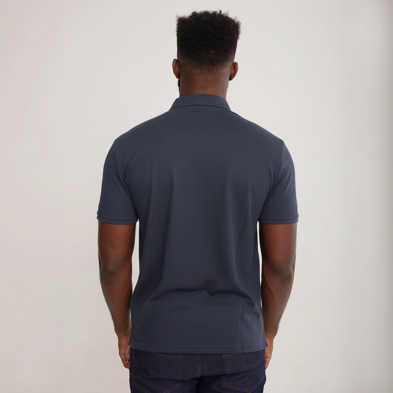 Camisa Polo Piquet Algodão Cinza Chumbo
